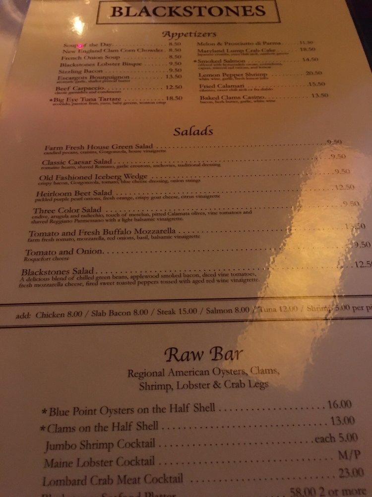 Menu at Blackstones Grille steakhouse, Fairfield