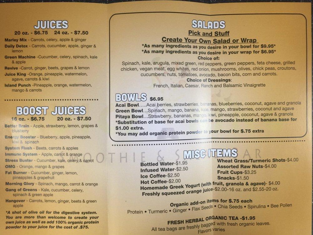 Menu at Juice King Smoothie & Salad Bar, Middletown