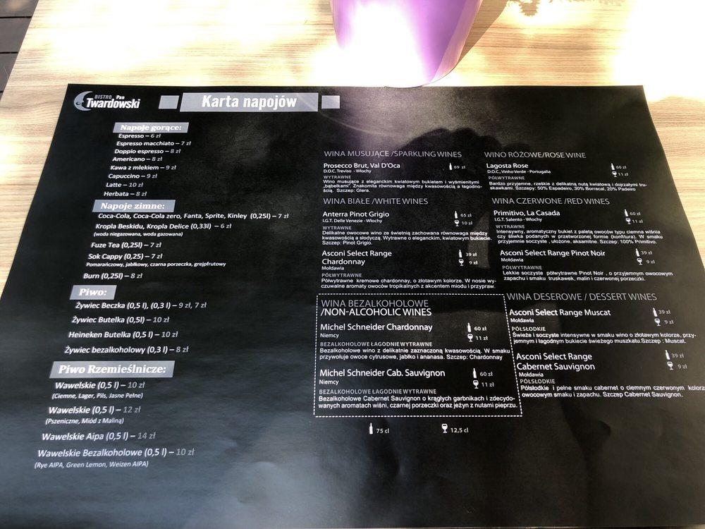 Menu at Pan Twardowski Bistro pizzeria, Kraków