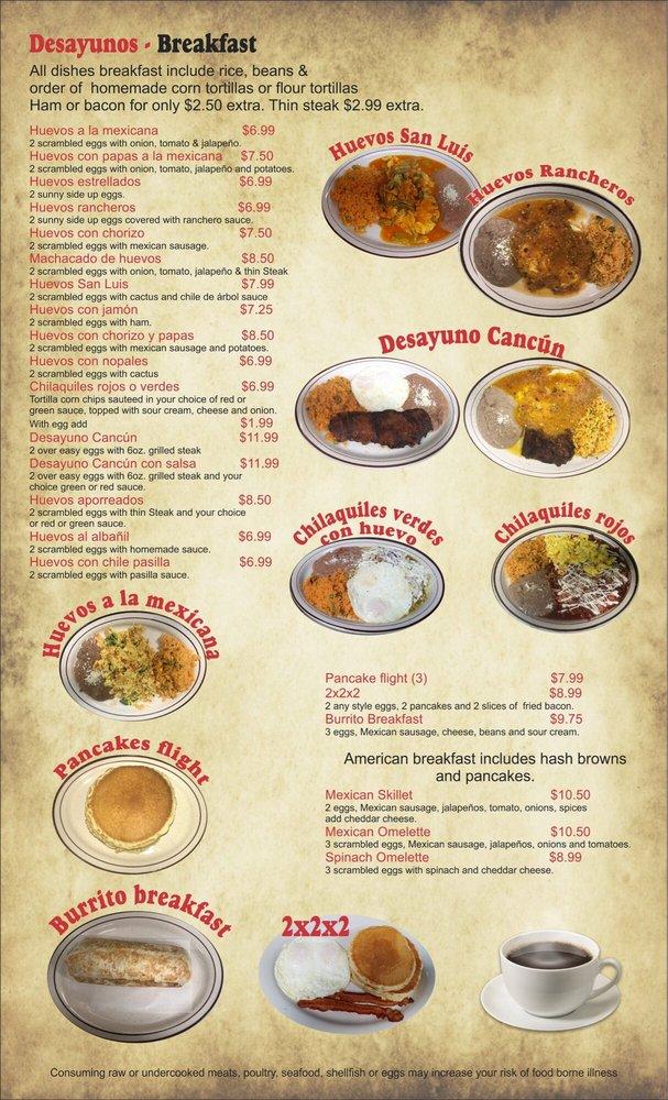 Menu at CANCUN CAFE & MEXICAN GRILL, Yorkville