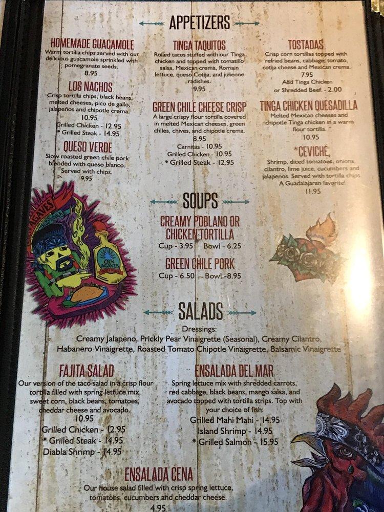 Menu at Cien Agaves Tacos & Tequila restaurant, Phoenix, E Mayo Blvd 1072