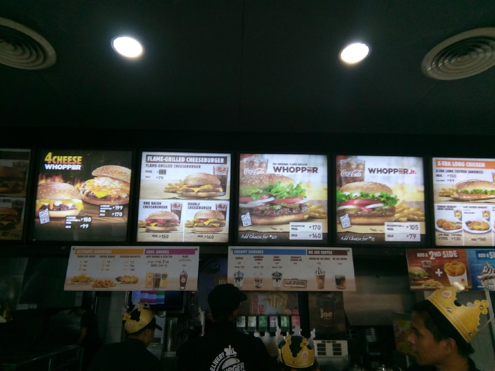 Menu at Burger King fast food, Angeles, Clark Center (Berthaphil Lot 06 ...