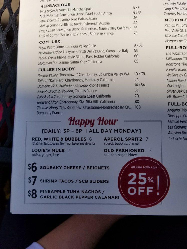 Menu at Louie's Wine Dive pub & bar, Des Moines