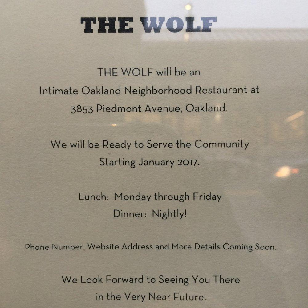 Menu at Wood Tavern restaurant, Oakland