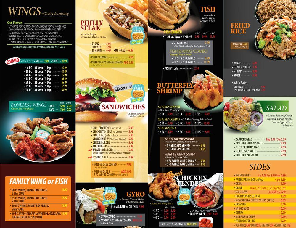 Wild wing outlet station menu