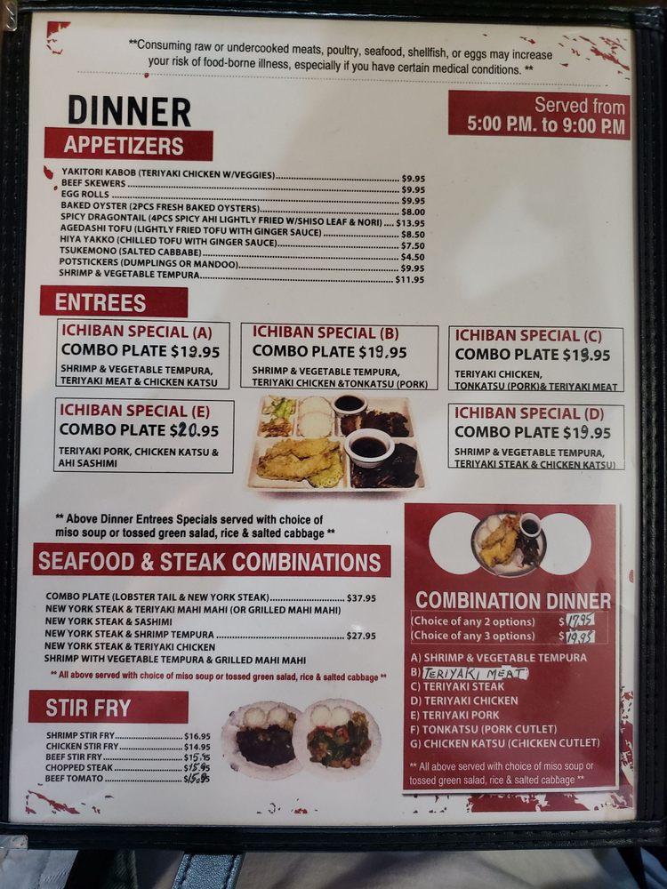 Menu at Ichiban Restaurant & Sushi, Kahului