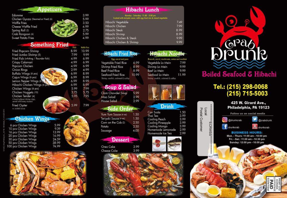 Menu at Drunk Crab restaurant, Philadelphia