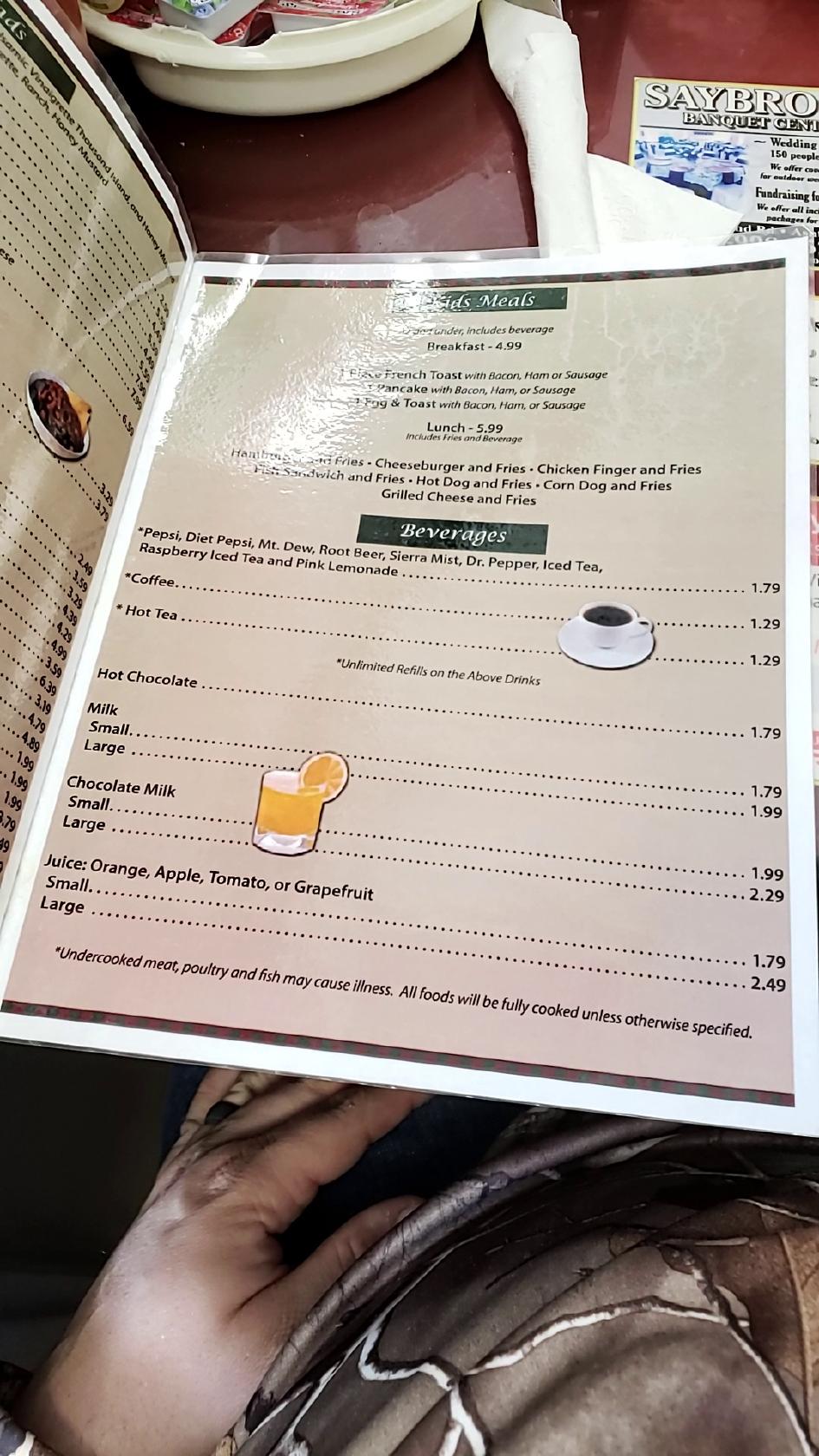 Menu at Mugs Restaurant, Jefferson