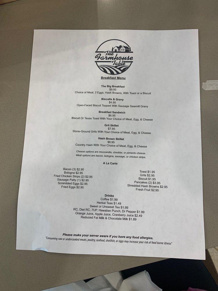 Menu at The Farmhouse Table pub & bar, Cleveland, MS8 Building M