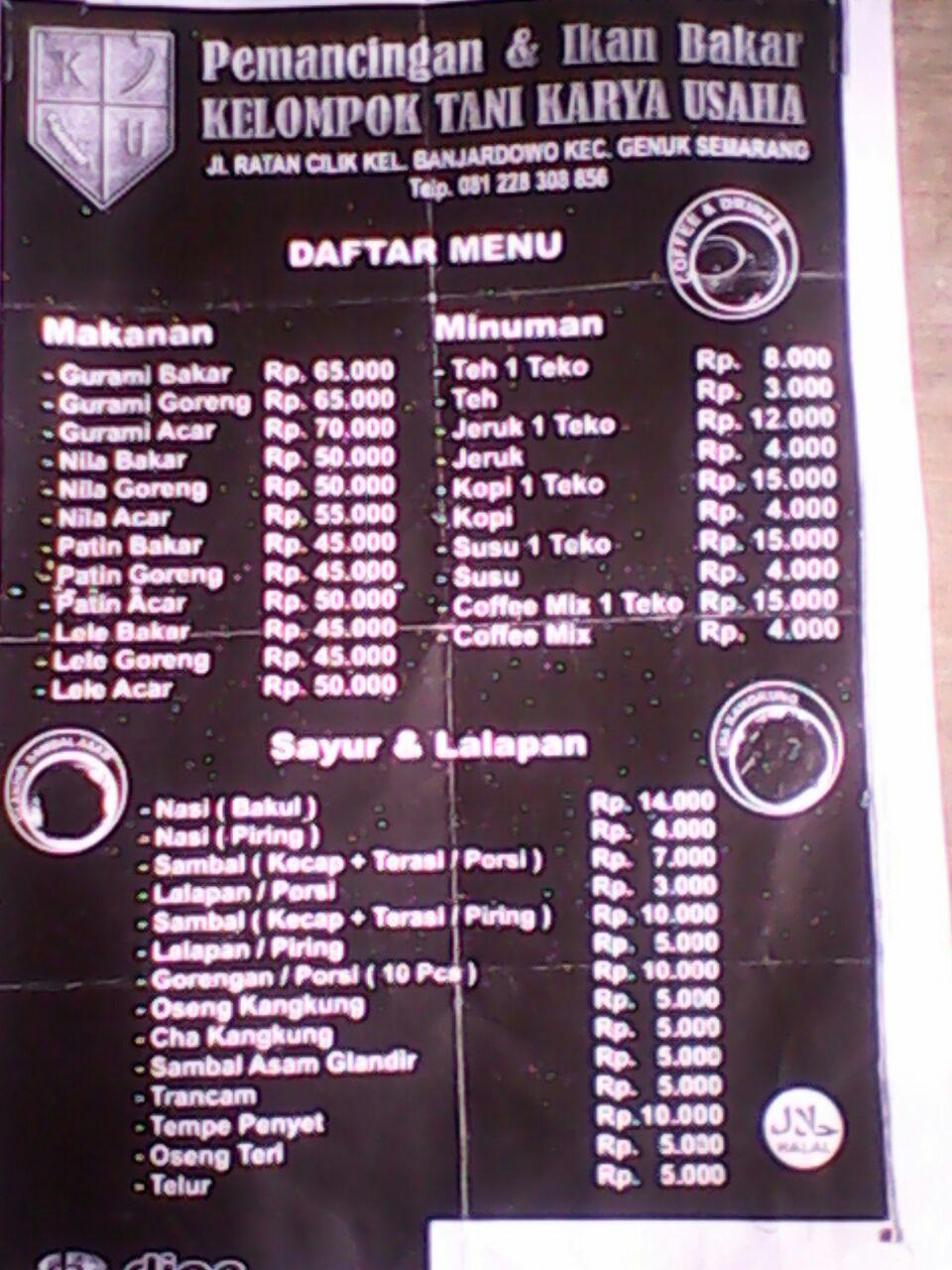 Menu At Ikan Bakar Mbah Surip Restaurant, Semarang