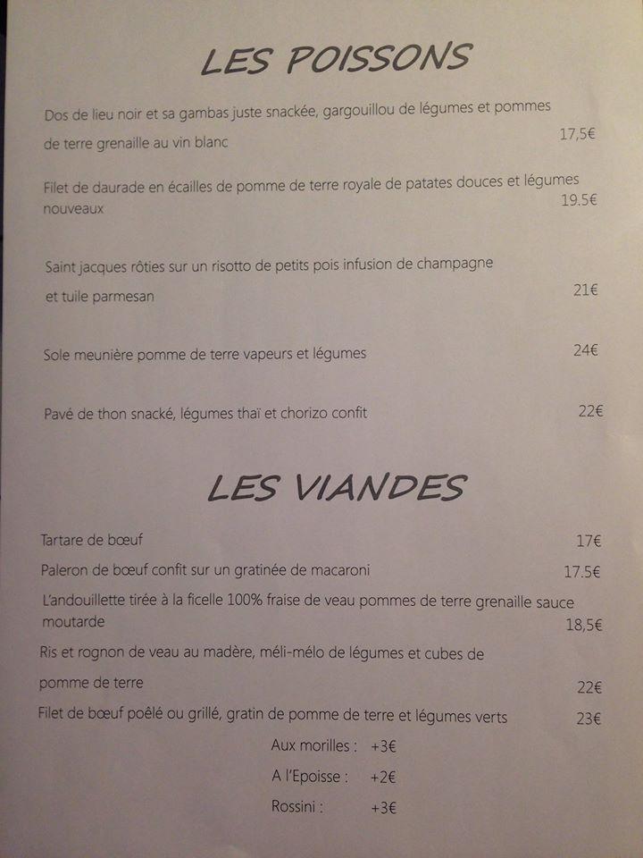 Menu au LES VOILES restaurant, AndrézieuxBouthéon