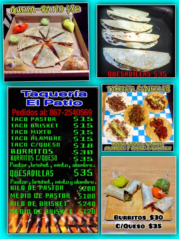 Menu at Taqueria El Patio restaurant, Mexico
