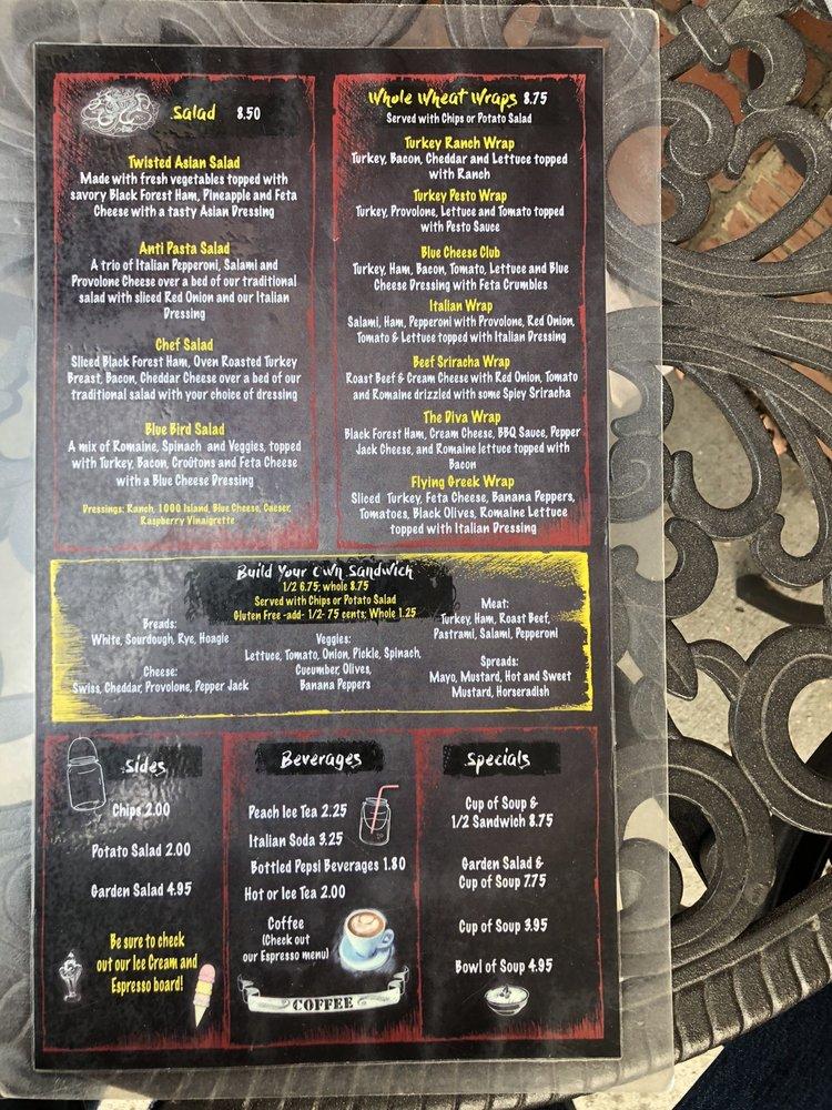 Menu at Augie's cafe, Orofino