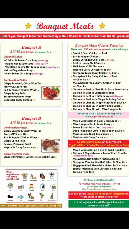 Menu at Sun Wah fast food, Rossett