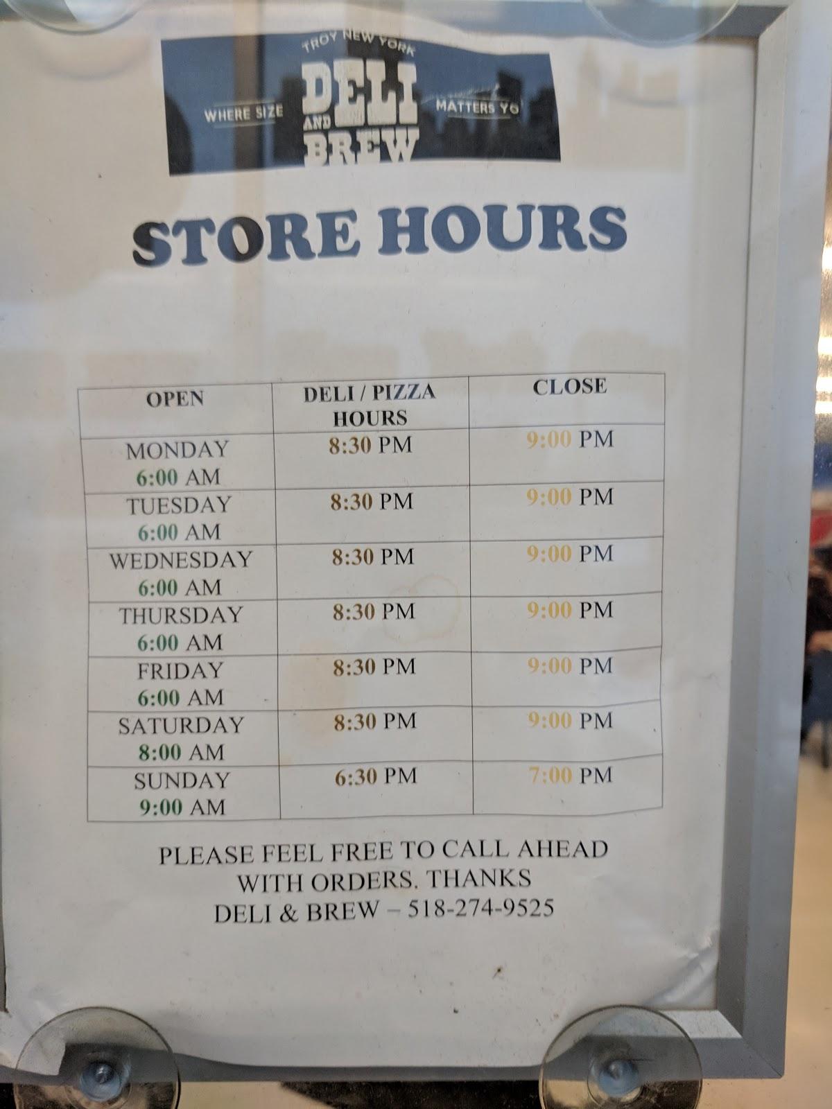 Menu at Deli & Brew pizzeria, Troy