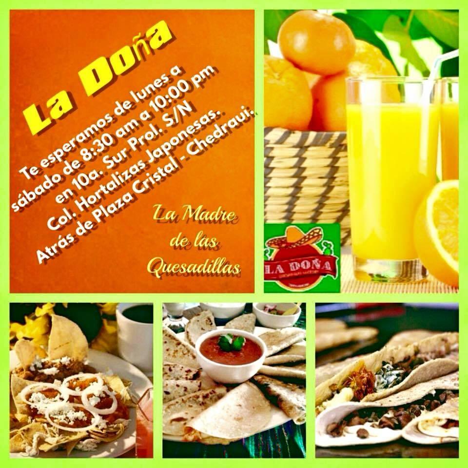 Menu at La Doña Quesadillas Machete restaurant, Tapachula