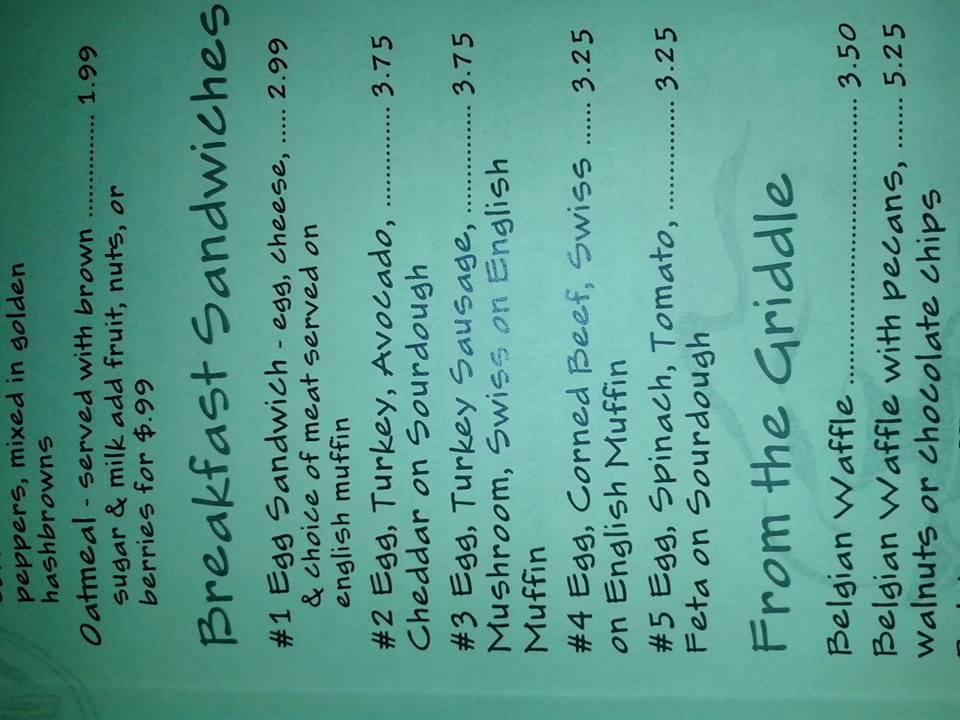 Menu at Omelette and Waffle Cafe, Northville