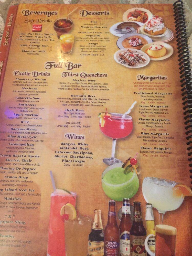 Menu at El Parral restaurant, Reidsville