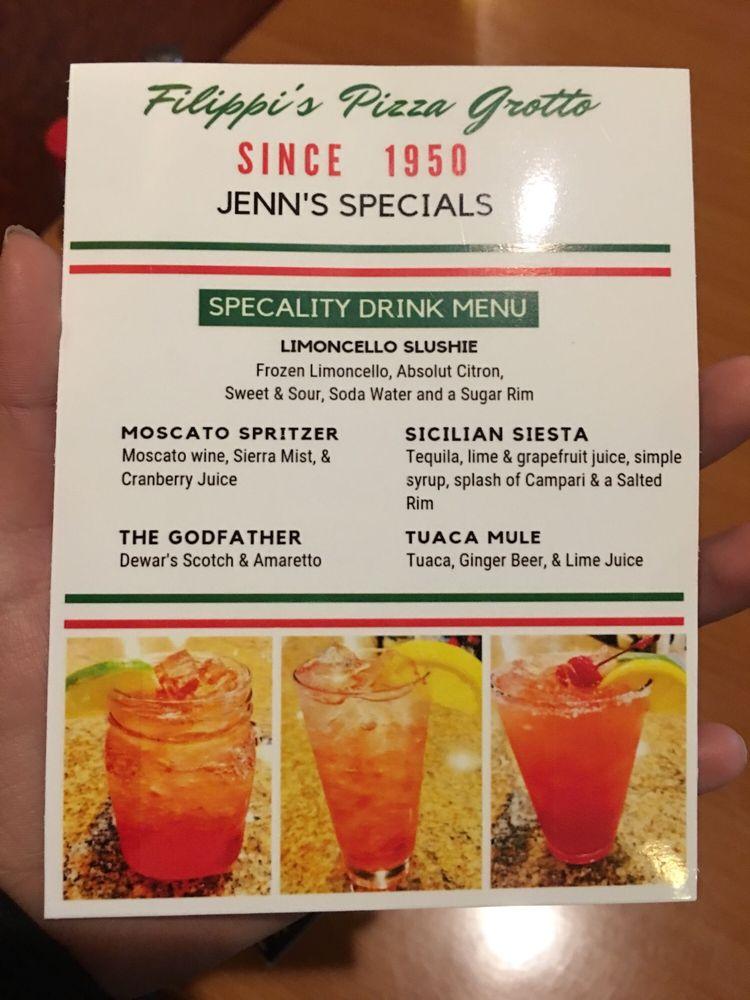 Menu at Filippi's Pizza Grotto Kearny Mesa pizzeria, San Diego