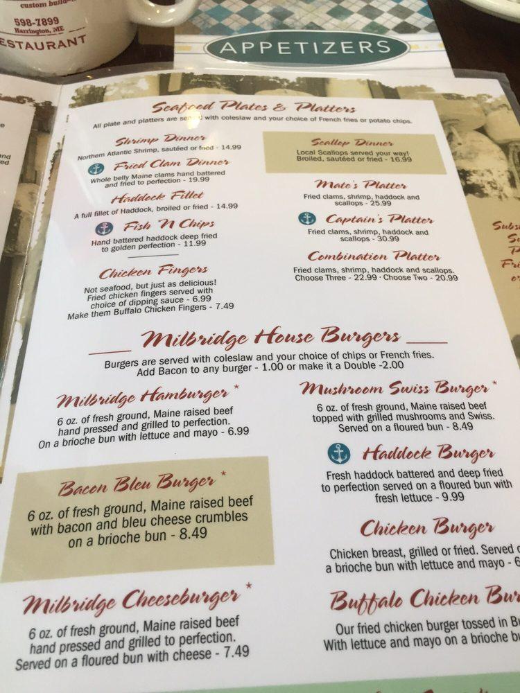 Menu at The Milbridge House Restaurant, Milbridge