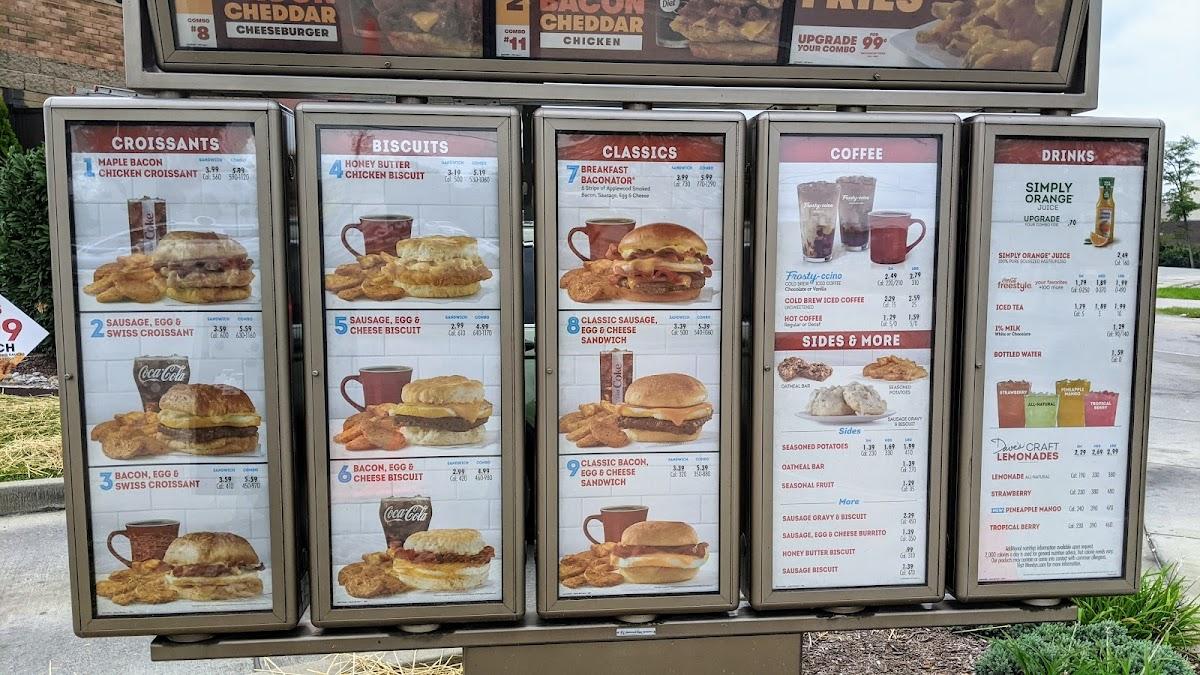 Menu at Wendy's fast food, Jeffersonville, IN-62