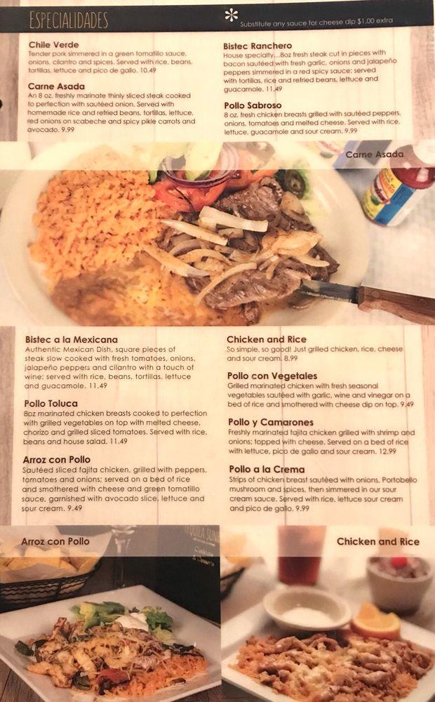 Menu at Tequila Sunrise Mexican Restaurant, Fishers