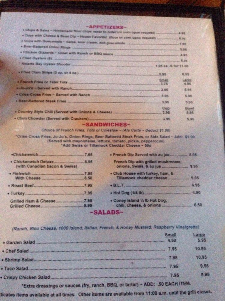 Menu at Sportsman's PubnGrub, Pacific City