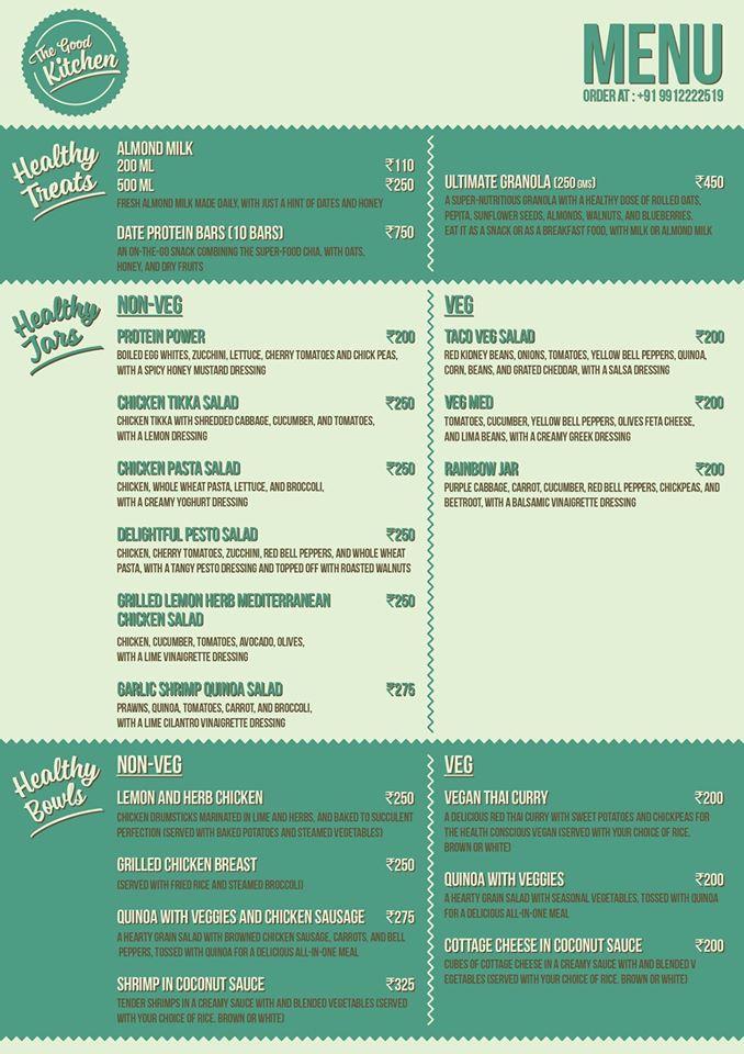Menu at The Good Kitchen, Hyderabad
