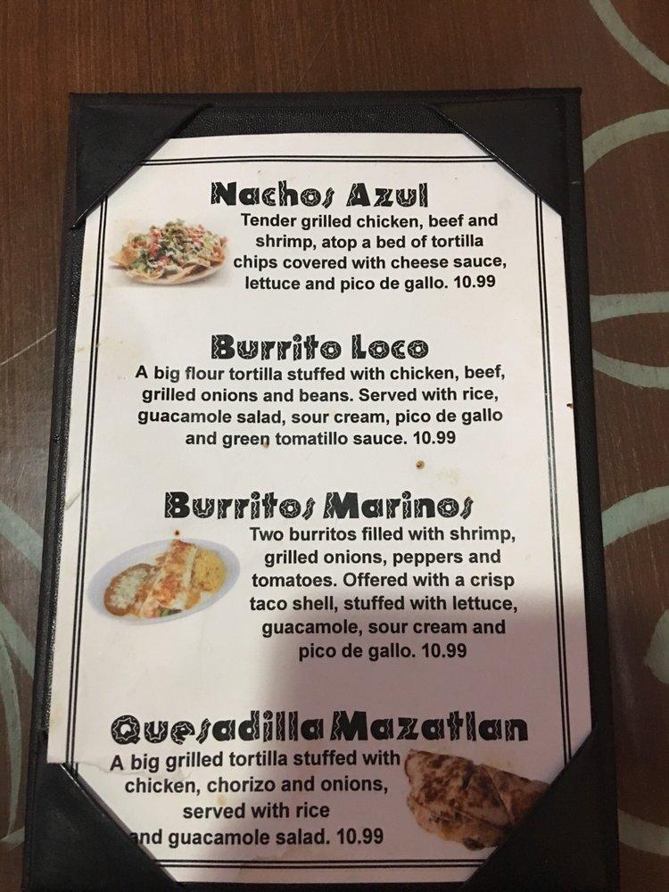 Menu At Azul Tequila Mexican Bar Grill Saint Joseph