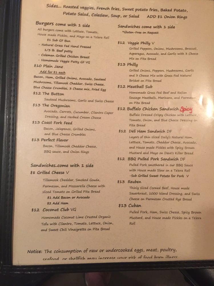 Menu at Jack Sprats Restaurant, Cottage Grove, 510 E Main St