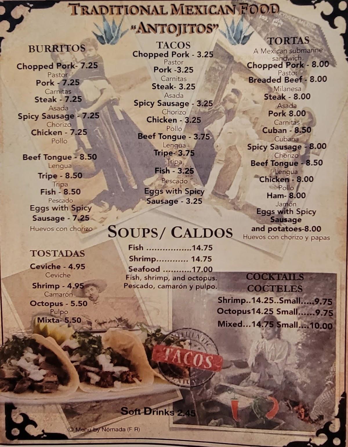 Menu at Puerto Nuevo Mexican &amp; Seafood Restaurant, Spruce Pine