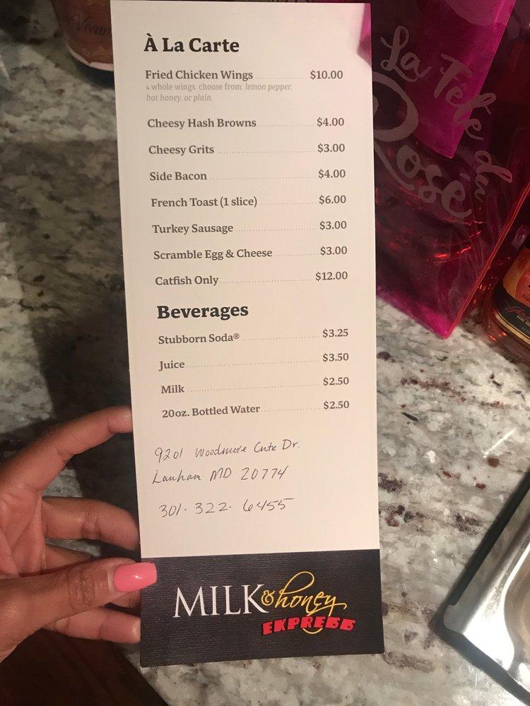 Menu at Milk & Honey Glenarden restaurant, Glenarden