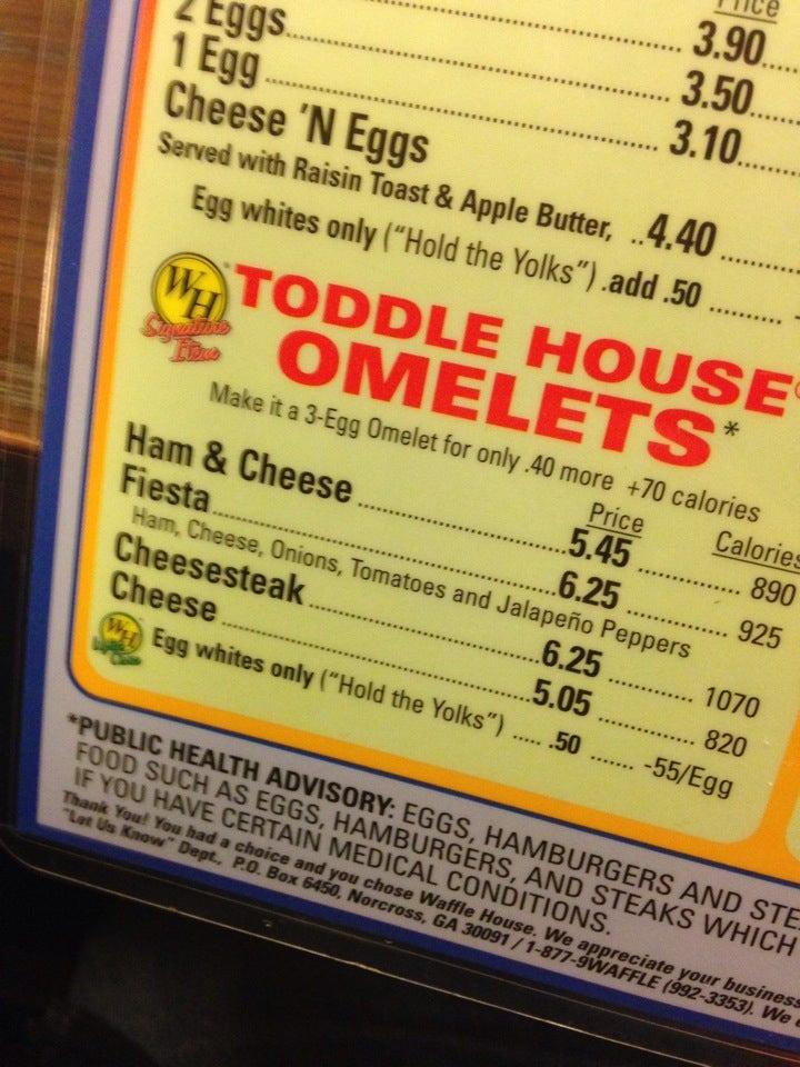 Menu at Waffle House restaurant, Scottsburg, W McClain Ave