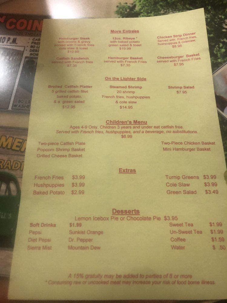 Menu at Jerry's Catfish House restaurant, Florence