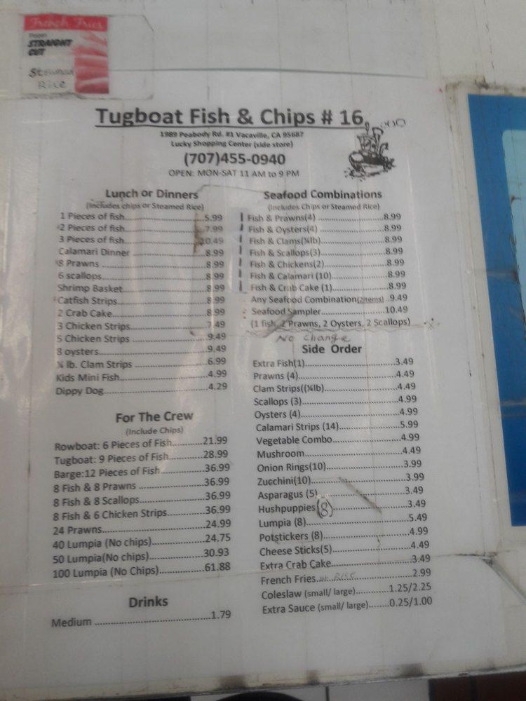 Menu at Tugboat Fish & Chips Vacaville fast food, Vacaville