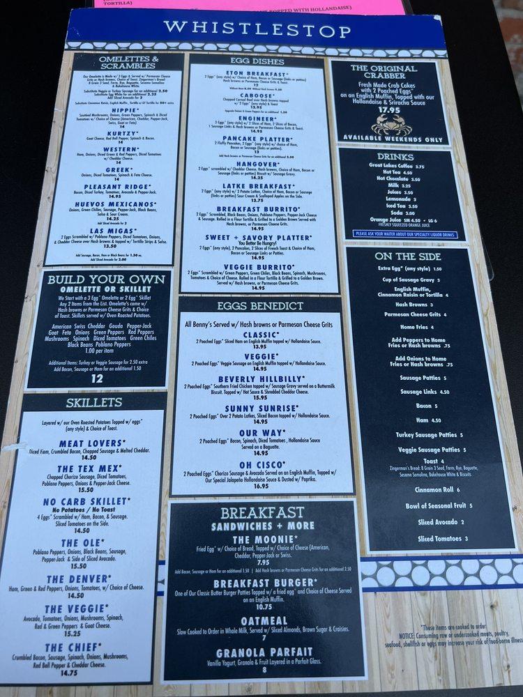 Menu at Whistle Stop Diner restaurant, Birmingham, 501 S Eton St