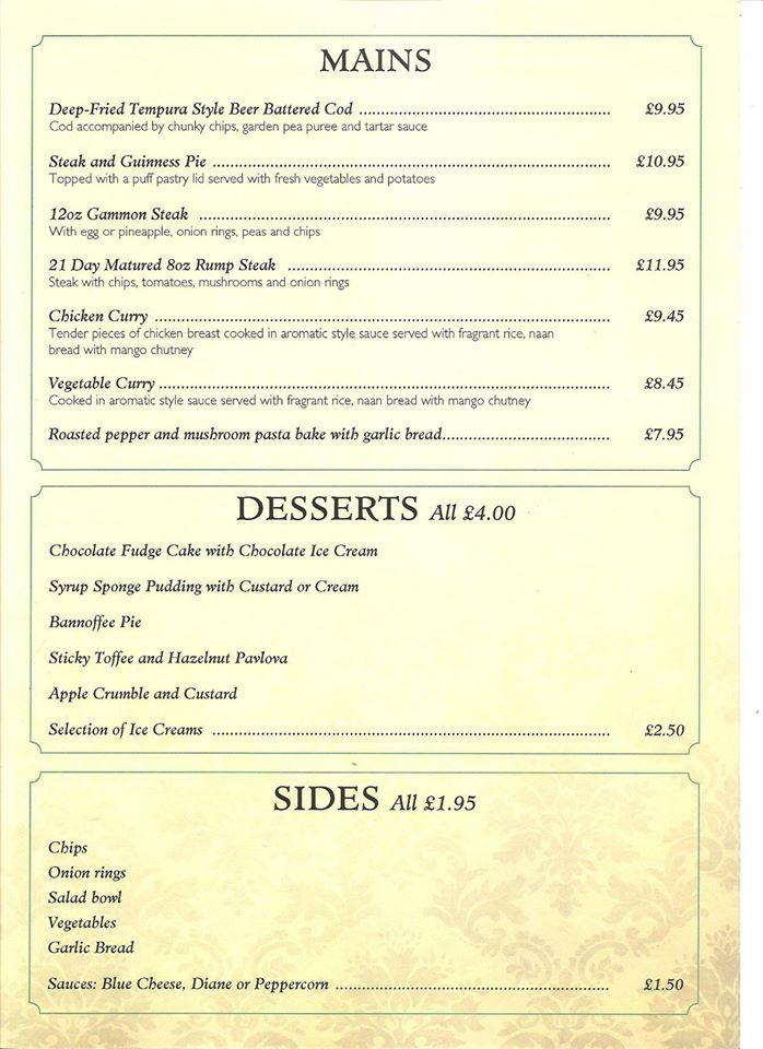 Menu at The Duke of Cumberland pub & bar, Kendal