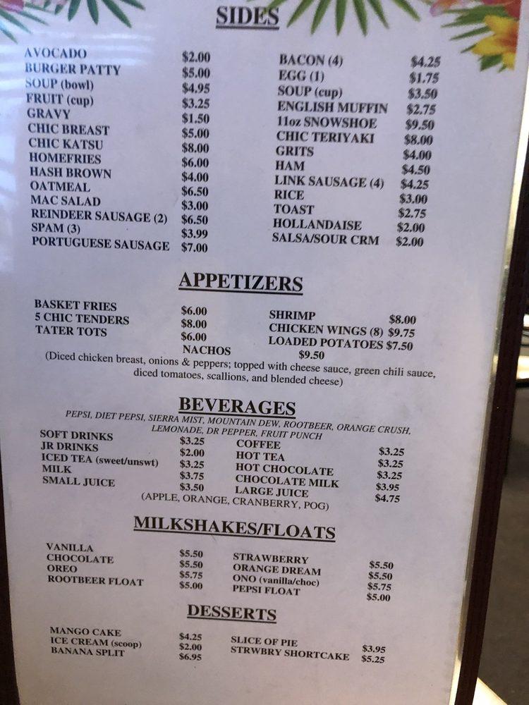Menu at Kava's Pancake House restaurant, Anchorage, 100 Muldoon Rd