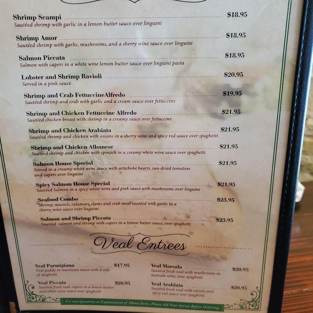 Menu at Pastafina desserts, Cave Springs, E Lowell Ave