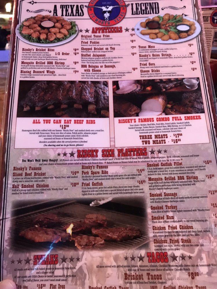 Menu at Riscky's BARBQ, Fort Worth, 300 Main St