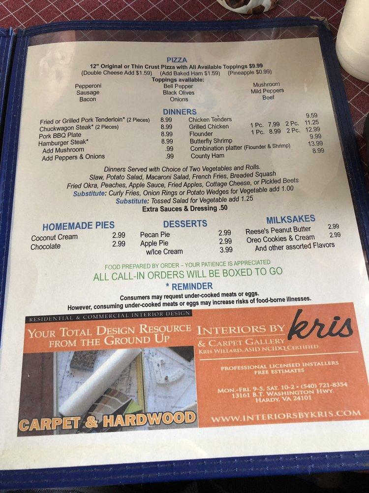 Menu at Carl's Place restaurant, Penhook