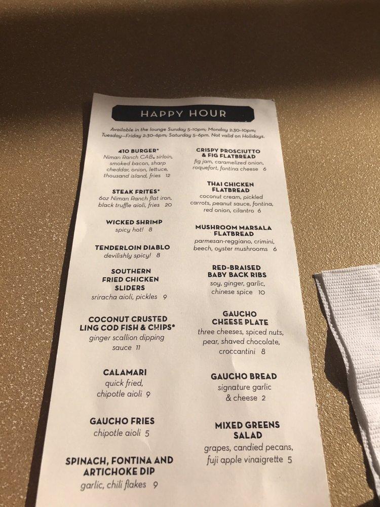 Menu at El Gaucho Bellevue pub & bar, Bellevue