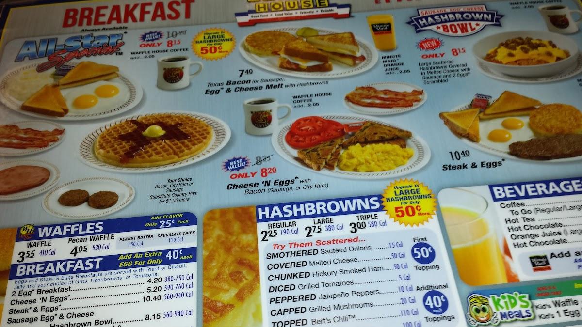 Menu at Waffle House restaurant, Tucson, 709 W Starr Pass Blvd