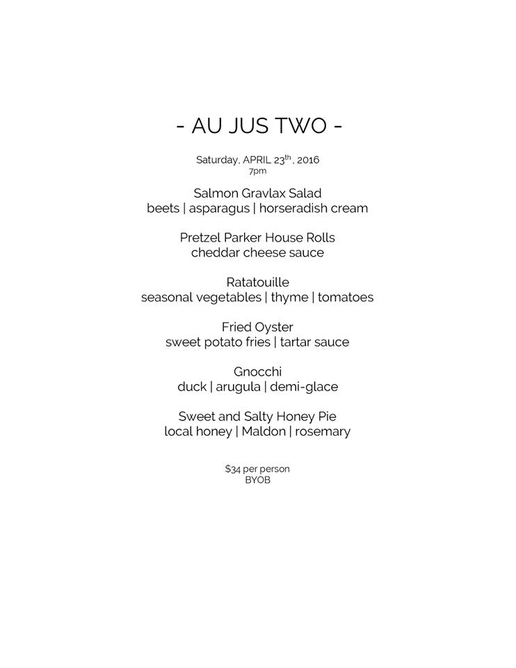 Menu at Au Jus Supper Club, Philadelphia