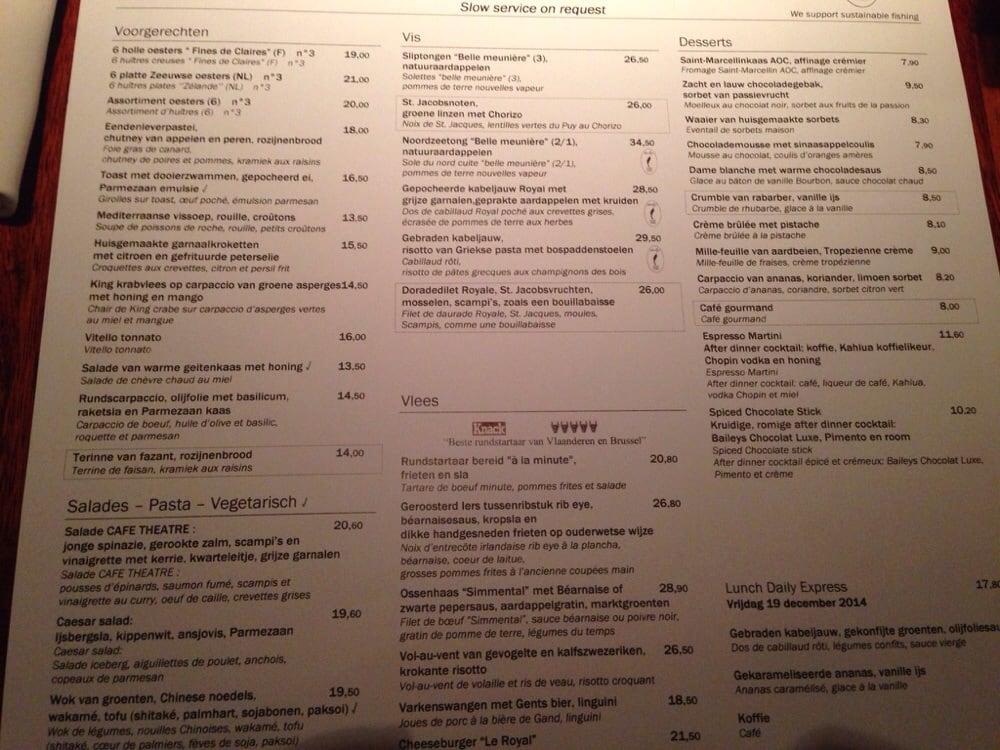 Speisekarte von Cafe Theatre, Gent