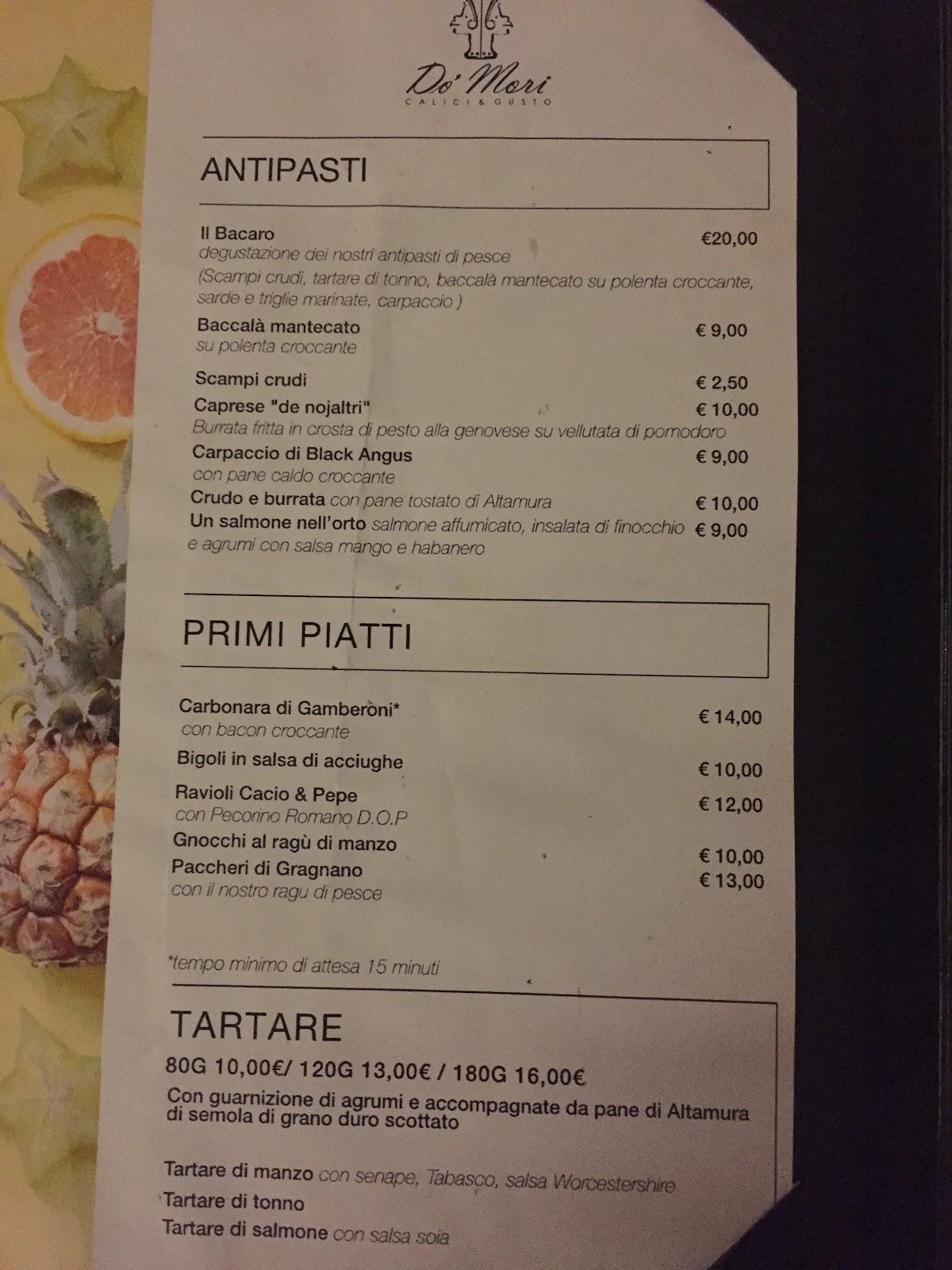 Menu at Do Mori Ristorante, Dolo