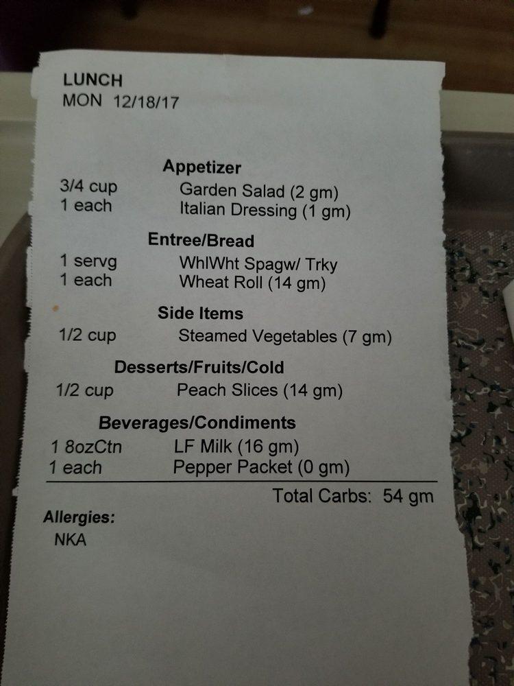 Menu at Long Beach Memorial Hospital Cafeteria, Long Beach