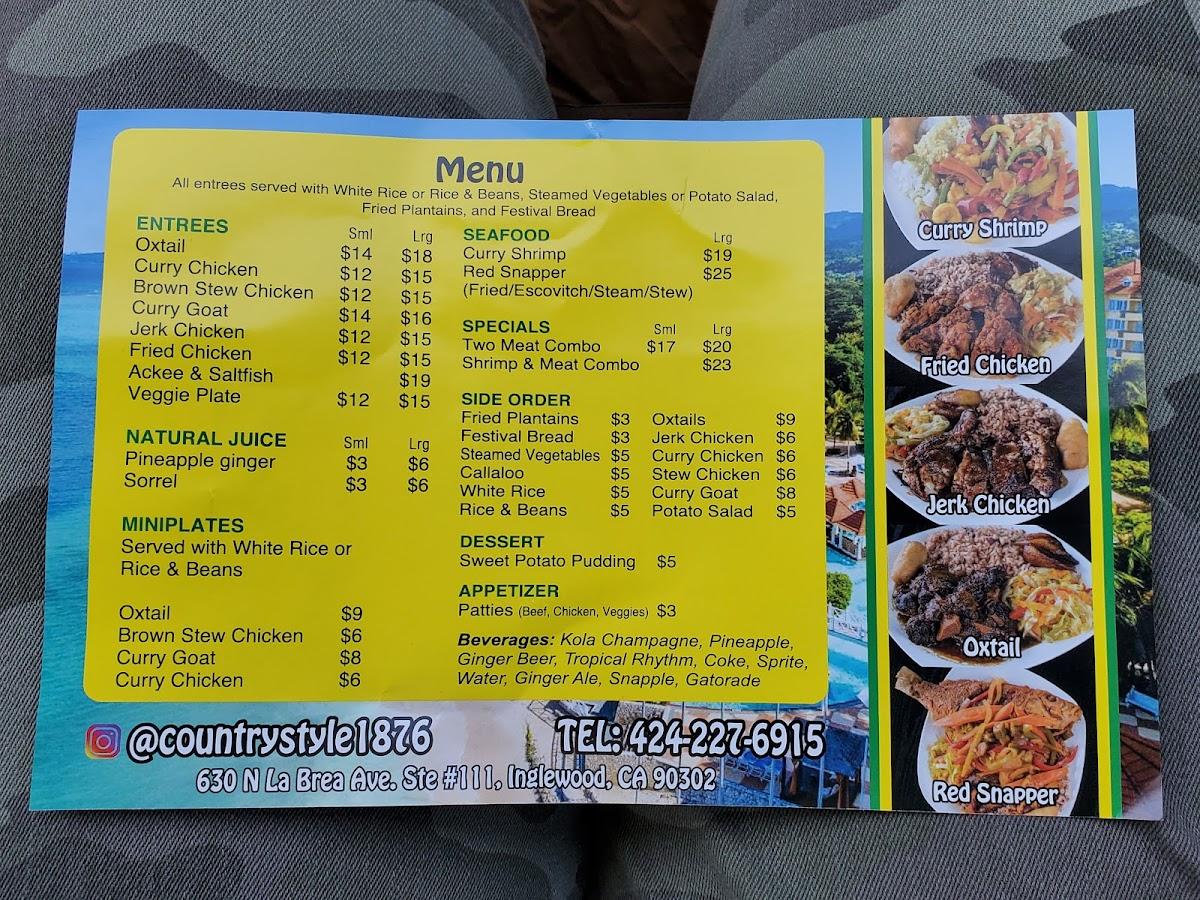 Menu at Country Style Jamaican Restaurant, Inglewood