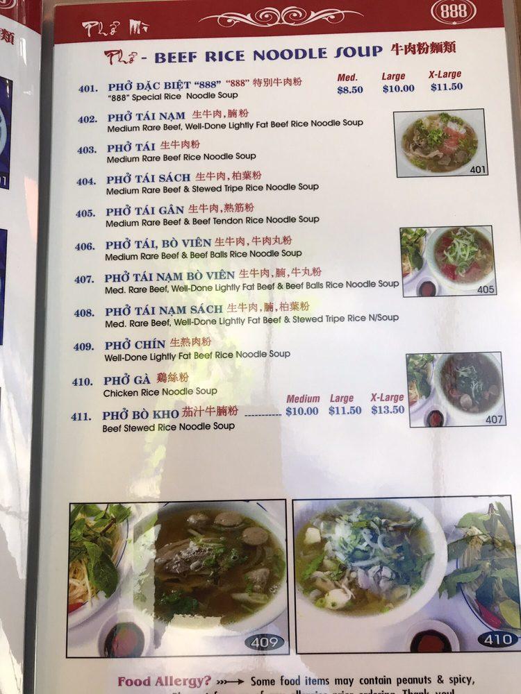 Menu at Pho Mi 888 Restaurant, London