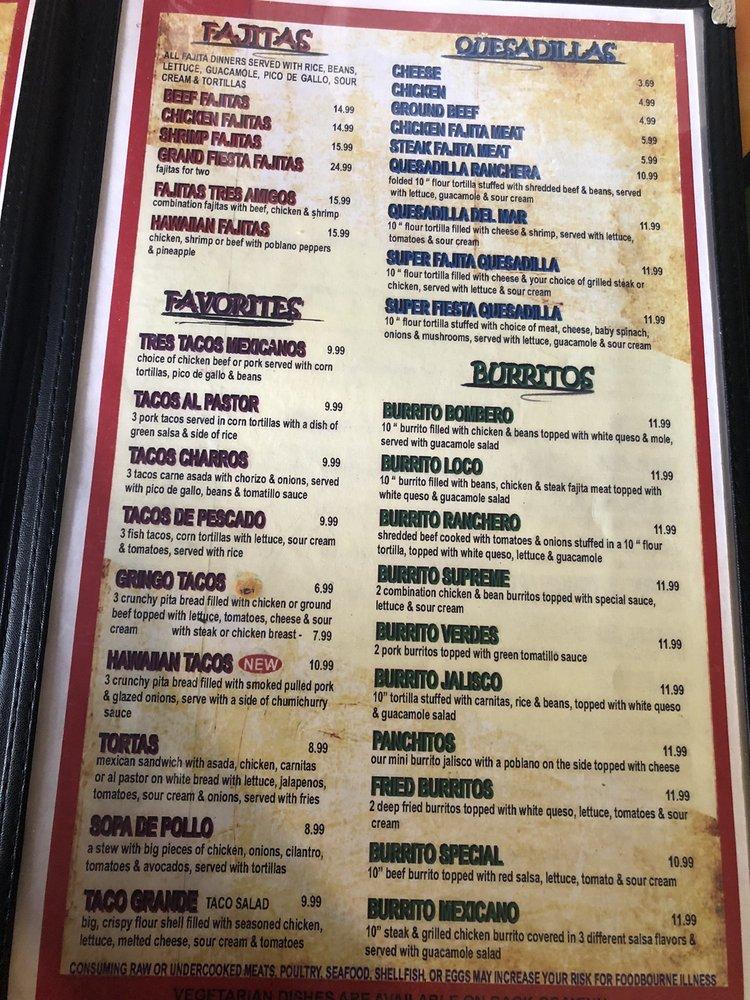 Menu at Tequilas Mexican Grill restaurant, Garden City, E Kansas Ave
